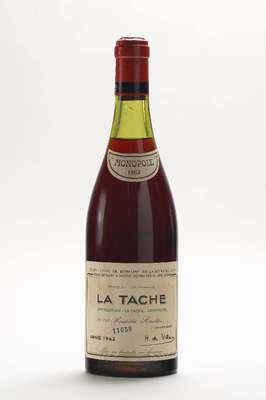 1 Flasche 1962 La Tache Domaine Romanee Conti , Cote-d'Or, Abstand zwischen Kapsel und Wein: ca. 3 cm, absolutes Sammlerstück, sehr selten im ...