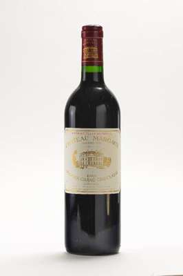 1 Flasche 1989 Chateau Margaux, Margaux, Premier Grand Cru Classe, ca. 75 cl, ca. high fill, 12,5% Vol., unverkostet, Etikett l. beschmutzt und ...