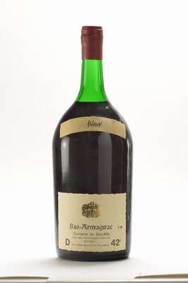 1 Flasche Bas Armagnac Domaine du Saoubis, Vieux, 2,5 L, 42% Vol., unverkostet, selten imAngebot, in Originalholzkiste, mit Originalstempel vom ...