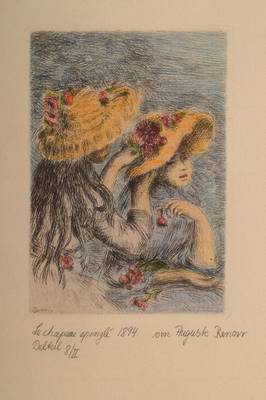 Auguste Renoir, 1841-1919, Radierung, Le chapeau epingle, Platte ca. 11.8x8.4 cm, unter Glas gerahmt