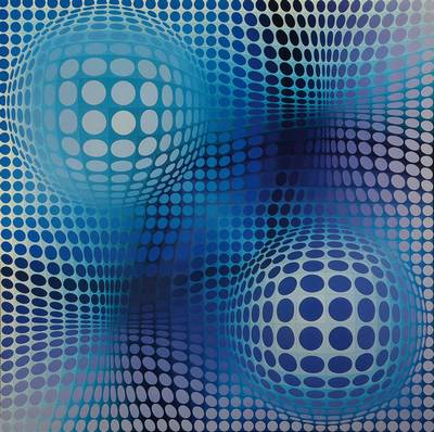 Victor Vasarely, 1908-1997, Farboffset, unsigniert, ca. 60x60 cm, unter Glas gerahmt