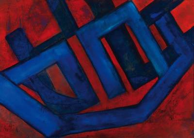 Lucien Sotto, zeitgenössischer Belgischer Künstler, abstrakte Komposition, Öl/Lwd, links unten signiert, ca. 50x71 cm, Leiste