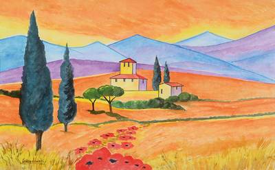 Horst Lewandowski, 1931-2012, naiver Maler aus Garmisch-Partenkirchen, hier: Aquarell auf Papier, links unten signiert, PP,ca. 34,5x54,5 cm, unter ...
