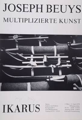 Joseph Beuys, 1921-1986, Plakat zur Ausstellung: Multiplizierte Kunst, Ikarus Galerie und Edition Paderborn, Offset, signiert, Blattgr. ca. 60,5x42 cm