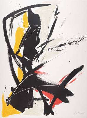 Jean Miotte, geb. 1926, Lithografie in 7 Farben auf 300 g Velin Ecus-Bütten, handsigniert, nummeriert 84/100, aus dem Jahre 2000, ca. 76 x 57 cm, ...