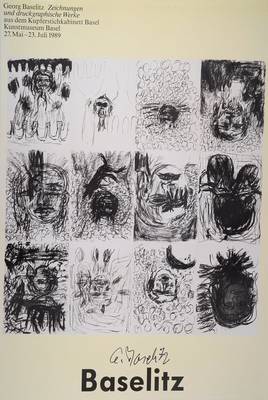 Georg Baselitz, geb. 1938, Plakat zur Ausstellung: Zeichnungen und druckgraphische Werke, Kunstmuseum Basel, Offset, signiert, Blattgr. ca. 100x69 cm