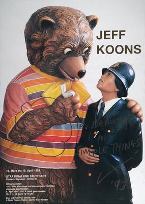 Jeff Koons, geb. 1955, Ausstellungsplakat, Stuttgart, handübermalt, signiert, datiert 93, unter Glas gerahmt ca. 84x60,5 cm
