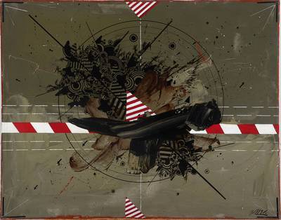 Georges Dussau, geb. 1947, abstrakte Komposition, Acryl/Lwd, rechts unten signiert, ca. 65x81 cm