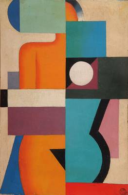 Unbekannter Maler der russischen Avantgarde, Kubistische Komposition mit Figur, Öl/Lwd, rechts unten mit unleserlichem Stempel versehen, ca. 60x40 cm