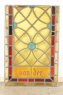 3 Bleiglasfenster aus der Katharinenkirche in Oppenheim, um 1900, bunte teils reliefierte Glasteile, einige gesprungen, je ca. 93x62cm