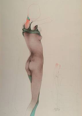 Bruno Bruni, geb. 1935 Gradara, international bekannter Surrealist, hier: Silk Stockings - Seidenstrumpf, Farblithographie, von 1984, signiert und ...