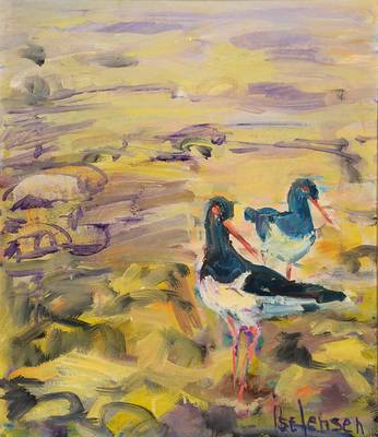 Else Jensen, geb. 1918 Dänemark, bekannte Dänische Malerin, hier: Sommergäste, Öl/Lwd, rechts unten signiert, rückseitig betitelt, 46x38 cm, ...