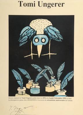 Tomi Ungerer, geb. 1931 Straßburg, international bekannter Maler, Grafiker und Buchautor, hier: Blauer Tintenvogel, Lithographie, drucksigniert, ...