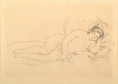 Auguste Renoir, 1841-1919, Femme nue conchee, Radierung, WVZ Melot 14, ca. 17x21 cm, Rahmen