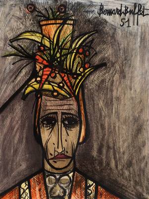 Bernard Buffet, 1928-1999, Le femme a coiffure exotique, Lichtdruck, unsigniert, Motiv ca. 56,5x43 cm, Blattgr. ca. 68,5x55,5 cm