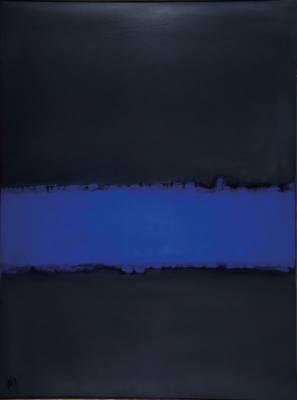 Gaston Galé, zeitgenössischer Belgischer Künstler, Abstrakte Komposition in Blau-Grau, Öl/Lwd, links unten signiert, ca. 120x90 cm, Leisten