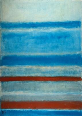 Gaston Galé, zeitgen. Belgischer Künstler, Abstrakte Komposition in Blau und Braun, Öl/Lwd, links unten signiert, ca. 125x90 cm, Leiste