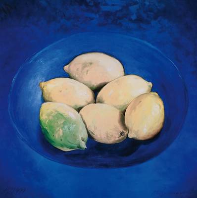 Christian Sommer, geb. 1941 Gmünden/Main, Studium an der Kunstschule Offenbach, hier: Lemon-Blue, Farboffset auf Karton, signiert und nummeriert ...
