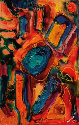 Carlos Malvar, geb. 1951 Uruguay, Acryl/Lack auf Malpappe, rechts unten signiert und datiert 74, ca. 40x25 cm, Rahmen