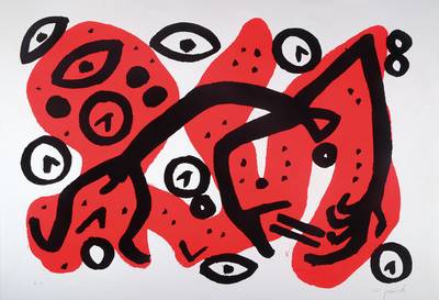 A.R. Penck, geb. 1939 Dresden, Perry Rhodan III, Farbsiebdruck, handsigniert und num. e.a., Auflage 40 plus e.a., Blatt ca. 72 x 99 cm, mit Knicken