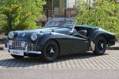 Triumph TR3A, EZ 07.1960, 6.713 miles abgelesen, HU 07.2017, H-Zulassung, 64 kW/ 87 PS, 4-Zylinder, 4-Gang Schaltgetriebe, british racing green, ...