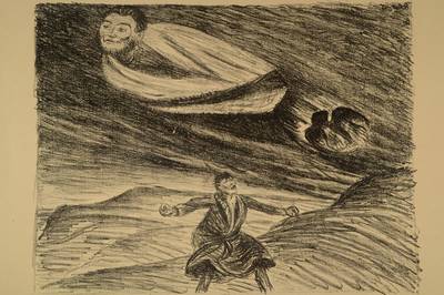 Ernst Barlach, 1870-1938, Konvolut aus zwei Lithographien aus dem Buch: Der arme Vetter, "Das Paar in der Manege 3 - Der Knieende" und ...