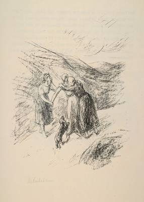 Max Liebermann, 1847-1935, Lithographie auf Bütten, Abschied Naemis und Ruths, 1924, links unten signiert, Auflage 200, Blattgr. ca. 42x30,5 cm