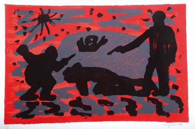 A.R. Penck, geb. 1939, Farbsiebdruck, handsigniert, num. 1/2, ca. 60x90cm