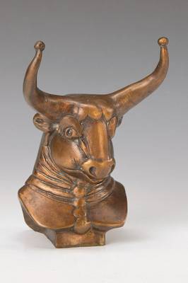 Gernot Rumpf, geb. 1941, Stierkopf, Bronze, signiert, datiert 1996, nummeriert 19/25, Gießerstempel Strehle, H. ca. 19,5 cm
