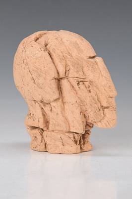 Prof. Eberhard Linke, geb. 1937, Kopf, Ton, signiert und datiert 1986, H. ca. 14 cm