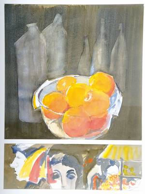 Ingeborg Brandner, 1920-?, Stillleben, Aquarell auf BFK Rives, rechts unten signiert, 2-teilig, Blattgr. ca. 48,5x50 cm bzw. 17x50 cm, an PP, Gesamt ...