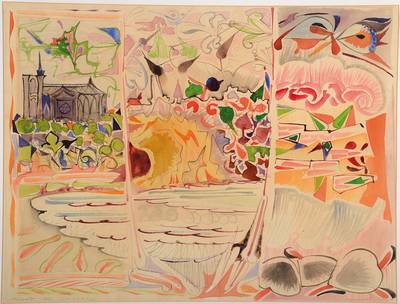 Edvard Frank, 1909 Korchenbroich - 1972 Saarlouis, Aquarell, südliche Landschaft, signiert und dat. 54, ca. 50x65 cm, unter Glas, Rahmen