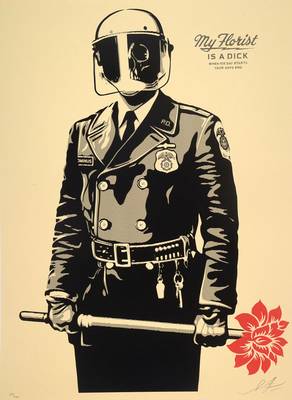 Shepard Fairey, geb. 1970, bedeutender Amerikanischer Künstler, hier: My florist is a dick, signiert und nummeriert 299/450, Blattgr. ca. 61x49,5 cm