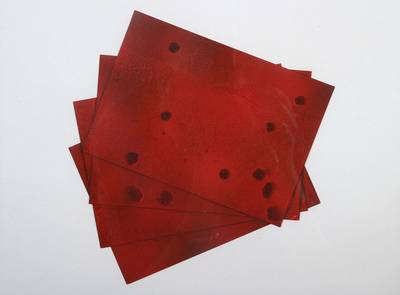 Thomas Schütte, geb. 1954, Collage/Mischtechnik, Acryl/Sprühfarbe, rückseitig signiert, datiert 91, mit Widmung, ca. 19,5x19,5 cm, unter Glas ...