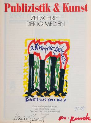 A.R. Penck, geb. 1939 Dresden, Multiple, Zeitschrift Publizistik & Kunst, signiert und nummeriert 7/18, sowie signiert von Staeck, ca. 28x21 cm, ...