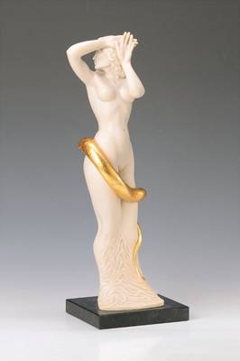 Ernst Fuchs, 1930-2015, Skulptur, Frau Lot, teilvergoldet, signiert und nummeriert 3/500, H. ca. 44 cm, auf Sockel