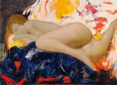 Alain Bonnefoit, geb. 1937 Paris, Lisette, Öl/Lwd, re. u. signiert und dat. 95, ca. 73 x 99 cm, auf Keilrahmen mit Filzstift bezeichnet Lisette 40p