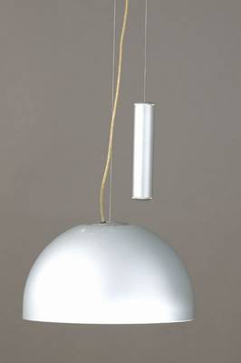 Deckenlampe "Gaia" "Tre Ci Luce", Entwurf Luciano Cesaro, Italien, Opalglasschirm mit einer Brennstell an Drahtaufhängung, durch ...