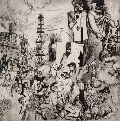 Karl Hubbuch, 1891-1979, Radierung, Aus der Zeit der Fememorde, Stempelsignatur verblasst, Nachlass-Prägung, 1923, Platte ca. 34,5x34 cm, Blattgr. ...