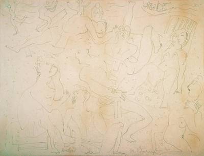 Rudi Baerwind, 1910-1982, Filzstiftzeichnung, rechts unten signiert, Blattgr. ca. 50x64,5 cm, unter Glas gerahmt