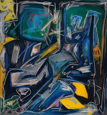 Susanna Iris Weber, geb. 1962 Leimen/Baden, Kaminski Schülerin, Computerthema, Acryl/Lwd, rückseitig signiert und betitelt, datiert 1985, ca. 94x90 ...
