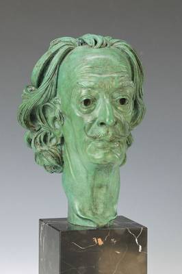 Arno Breker, 1900-1991, Dali-Kopf, Bronzeskulptur auf Sockel, signiert und nummeriert EA, seltenes Künstlerexemplar mit grüner Patina, H. Sockel ...