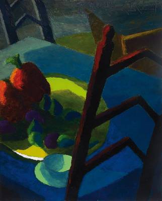 Raoul Lebel, 1907-2006, Obstschale auf dem Tisch, Öl/Lwd, rechts oben signiert und datiert 1971, ca. 100x80cm