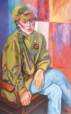 Heinz Brzoska, 1942 Kattowitz-2015 Ludwigshafen, Porträt einer sitzenden jungen Frau, Öl/Lwd, rechts unten signiert und datiert, ca. 110x69cm