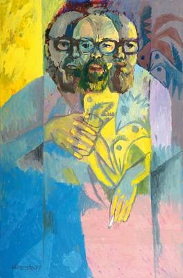 Heinz Brzoska, 1942 Kattowitz-2015 Ludwigshafen, Selbstporträt, Öl/Lwd, links unten signiert und datiert 77, ca. 105x70cm