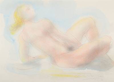 Arno Breker, 1900-1991, Aktzeichnung, Aquarell/Papier, rechts unten signiert und datiert 1953, Blattgr. ca. 38,5x28 cm, PP, Gesamt ca. 43,5x50 cm, ...