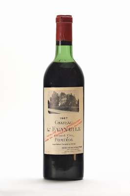 2 Flaschen 1967 Chateau L'Evangile, Pomerol,Grand Cru, je ca. 75 cl, Kapseln teilw. min. besch., unverkostet, Füllstände: Je ca. upper mid ...