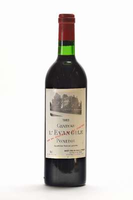 3 Flaschen 1983 Chateau l'Evangile, Pomerol, je ca. 75 cl, Füllstände: je ca. top shoulder und besser, selten im Angebot, Etiketten l. besch., ...