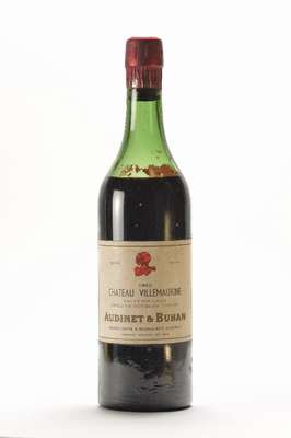1 Flasche 1955 Chateau Villemaurine, Saint -Emilion, Audinet & Buhan, ca. 75 cl, unverkostet, Kapsel im unteren Bereich seitlich l. oxidiert, Abstand ...