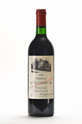 3 Flaschen 1988 Chateau L'Evangile, Pomerol, je ca. 75 cl, Füllstände: je ca. intoneck, unverkostet, CellarTracker 89/100 Punkte, selten im ...